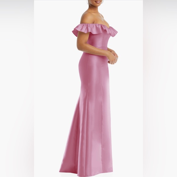 Alfred Sung - Pink Ruffle Off-Shoulder Maxi Dress Gown Size 6R – Style D836 - Picture 2 of 9